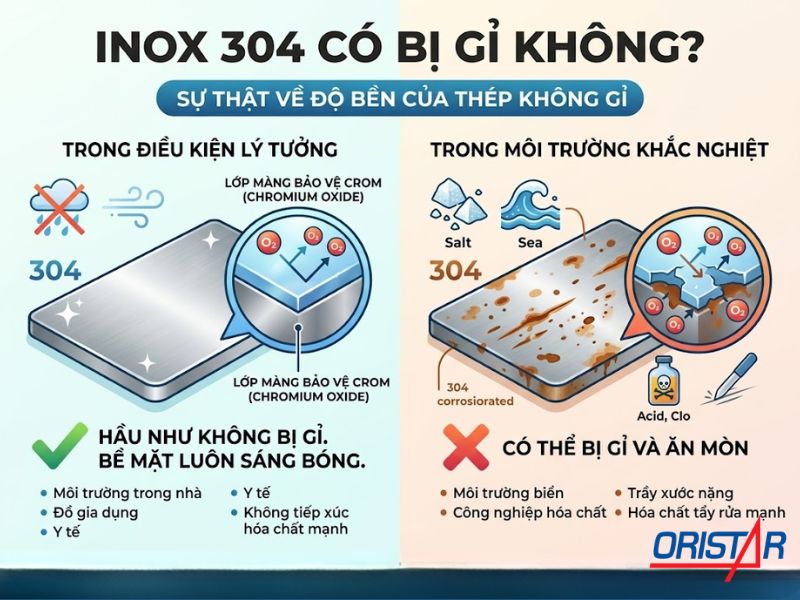 Inox 304 có bị gỉ không?
